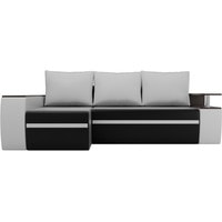 Угловой диван Лига диванов Майами 103041 (левый, экокожа, черный/белый/белый)