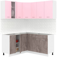 Готовая кухня Кортекс-мебель Корнелия Лира 1.5x1.7 Без столешницы (розовый/оникс)