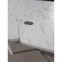 Кухонный стол Древпром М20 ДП1-02-05 90-120x60 (мрамор белый/черный матовый)
