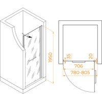 Душевая дверь RGW PA-103B 020810308-24 80 (черный/матовое-сатинат стекло)