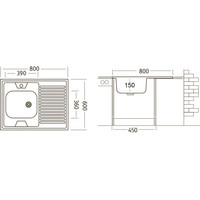 Кухонная мойка Ukinox STD800.600 5C 0RS (с сифоном)