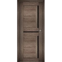Межкомнатная дверь Юни Амати 18 (ч) 90x200 (дуб шале-корица/черное стекло)