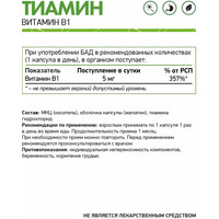 Витамины, минералы NaturalSupp Тиамин гидрохлорид (Thiamine hydrochloride), 60 капсул