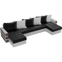 П-образный диван Лига диванов Венеция 100059 (экокожа, черный/белый)