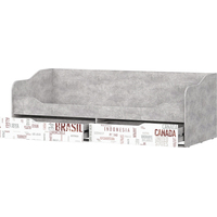Кровать SV-Мебель МС Грей 90х200 80211 (цемент светлый/белый с фотопечатью)