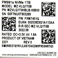 SSD Samsung PM991a 1TB MZVLQ1T0HBLB-00B00