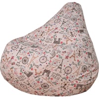 Кресло-мешок Pinokio Груша (MAXI, ткань грета, принт Париж, 1-3 мм)