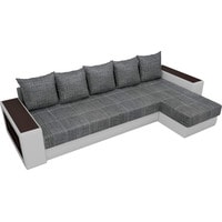 Угловой диван Лига диванов Дубай 105796 (правый, рогожка/экокожа, серый/белый)