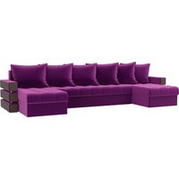 П-образный диван Лига диванов Венеция 100048 (микровельвет, фиолетовый)