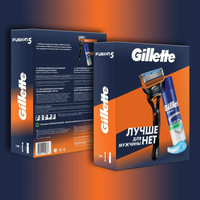 Подарочный набор Gillette Fusion с 1 сменной кассетой + гель для бритья Series Успокаивающий 200 мл