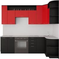Готовая кухня Артём-Мебель Виола СН-114 без стекла ДСП 1.5x2.6 (красный/черный)