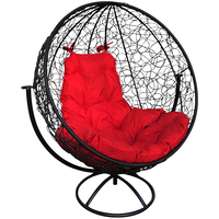 Кресло M-Group Круг вращающееся 11100406 (черный ротанг/красная подушка)