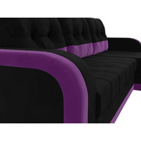 Угловой диван Лига диванов Марсель 29544 (левый, микровельвет, черный/фиолетовый)