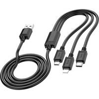 Кабель Hoco X74 USB Type-A - microUSB/USB Type-C/Lightning (1 м, черный)