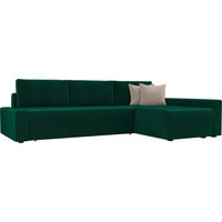 Угловой диван Лига диванов Версаль 105814 (правый, велюр, зеленый/бежевый)