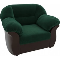 Интерьерное кресло Лига диванов Карнелла 105824 (велюр, зеленый/экокожа, коричневый)