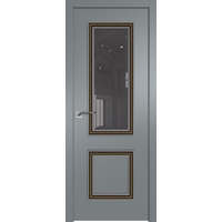 Межкомнатная дверь ProfilDoors 63SMK (кварц матовый, стекло серое, золотая патина)