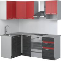 Готовая кухня Иволанд Трейд Ярко-красная 150-220-120 левая (красный/темное дерево)