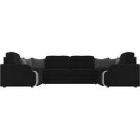 П-образный диван Лига диванов Николь 102985 (велюр, черный)