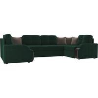 П-образный диван Лига диванов Николь 102981 (велюр, зеленый)