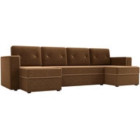 П-образный диван Лига диванов Принстон 31644 (микровельвет, коричневый)