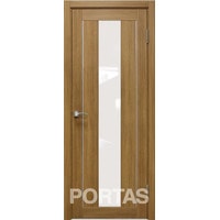 Межкомнатная дверь Portas S25 60x200 (орех карамель, стекло lacobel белый лак)