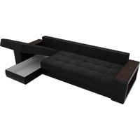 Угловой диван Лига диванов Дубай 105806 (левый, велюр/экокожа, черный/черный)