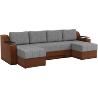 П-образный диван Mebelico Сенатор 59371 (рогожка, серый/коричневый)