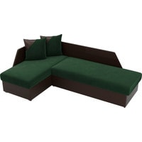 Угловой диван Лига диванов Андора 102683 (левый, велюр/экокожа, зеленый/коричневый)