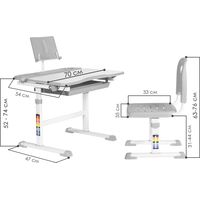 Парта Anatomica Avgusta + стул + выдвижной ящик + подставка (белый/серый)