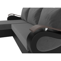 Угловой диван Лига диванов Меркурий лайт левый (велюр серый/экокожа черный)
