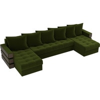 П-образный диван Лига диванов Венеция 100044 (микровельвет, зеленый)