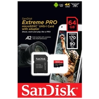 Карта памяти SanDisk Extreme PRO SDSQXCY-064G-GN6MA microSDXC 64GB (с адаптером)