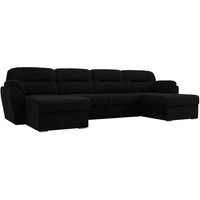 П-образный диван Лига диванов Бостон 109507 (микровельвет, черный)