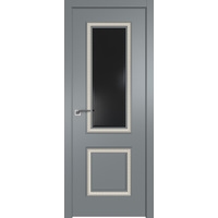 Межкомнатная дверь ProfilDoors 63SMK (кварц матовый, кожа evolution черная, белая патина)