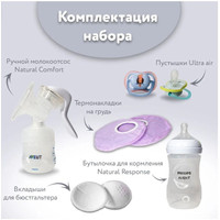Ручной молокоотсос Philips Avent Natural Comfort с бутылочкой для кормления SCD255/05