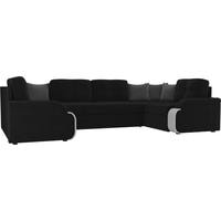 П-образный диван Лига диванов Николь 102985 (велюр, черный)