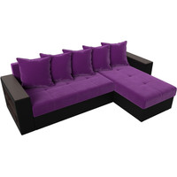 Угловой диван Mebelico Дубай лайт правый 114185 (микровельвет фиолетовый/экокожа черный)