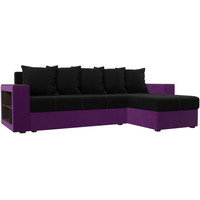 Угловой диван Лига диванов Дубай лайт правый 114181 (микровельвет черный/фиолетовый)