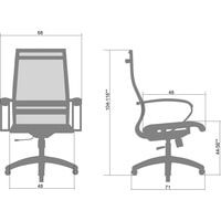Кресло Metta SK-2-BK Комплект 9, Ch ов/сечен (пластиковые ролики, оранжевый)