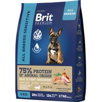 Сухой корм для собак Brit Premium Dog Sensitive с лососем и индейкой 3 кг