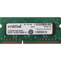Оперативная память Crucial 2GB DDR3 SO-DIMM PC3-12800 (CT25664BF160BJ)