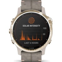 Умные часы Garmin Fenix 6S Pro Solar 42 мм (светло-золотистый, замша)