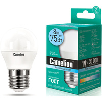 Светодиодная лампочка Camelion LED8-G45/845/E27 12394