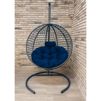 Подвесное кресло Craftmebel Кокон Круглое Премиум (черный/синий)