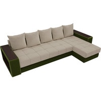 Угловой диван Лига диванов Дубай 105797 (правый, микровельвет, бежевый/зеленый)