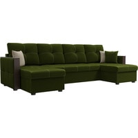 П-образный диван Лига диванов Валенсия 31443 (микровельвет, зеленый)