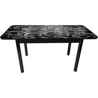 Кухонный стол Solt Рита 1с №59 (кромка черная/царга черная/ноги круглые черные)