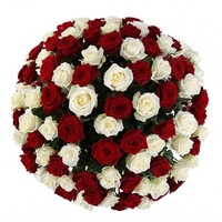 Цветы, букеты LaRose Букет из 101 белой и красной розы в корзине