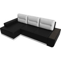 Угловой диван Лига диванов Чикаго левый 110770L (экокожа черный/подушки белые)